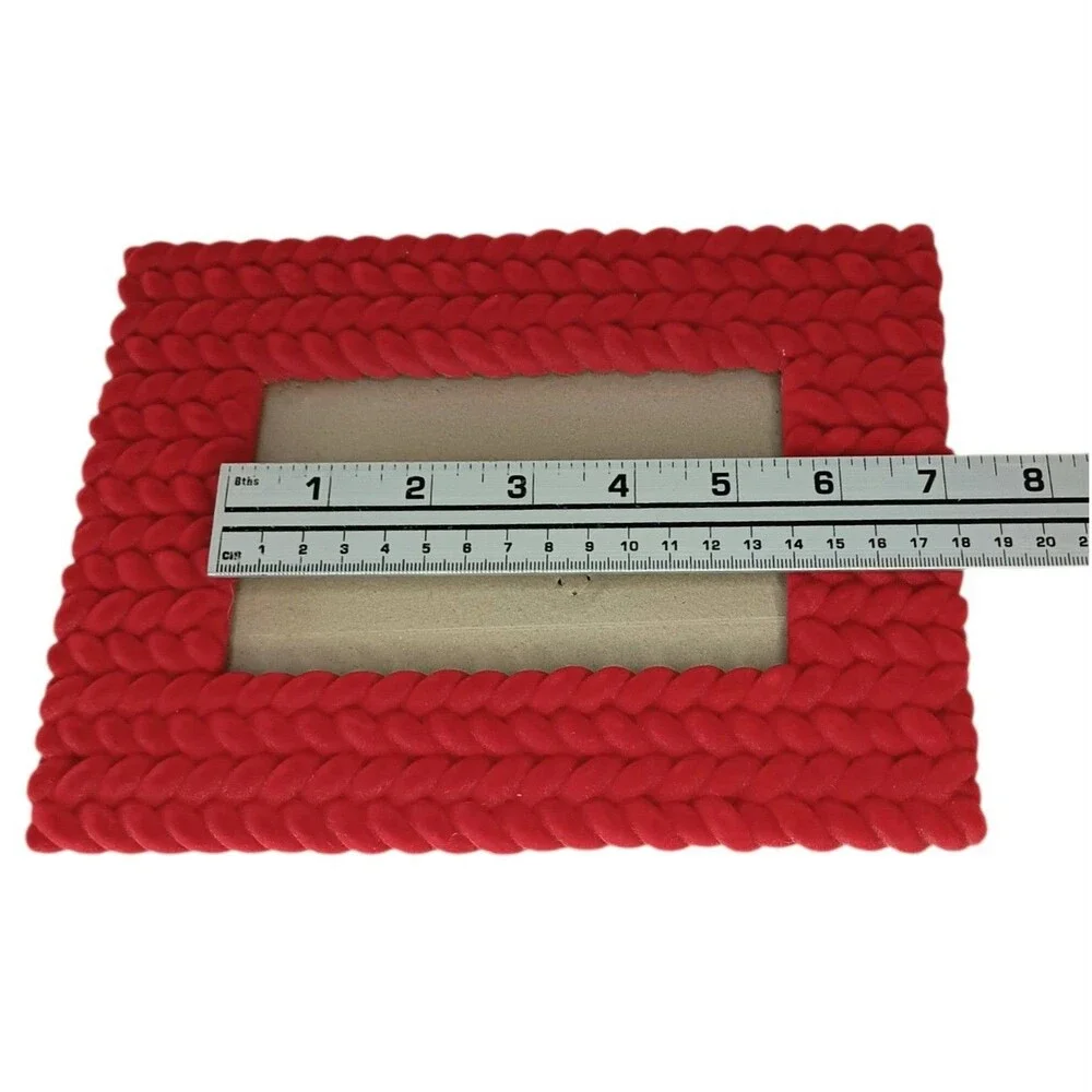 Red Velvet Flocked Photo Frame Fuzzy Braided Design 8.5x6.5 Photo 3.5x5.5 Unique